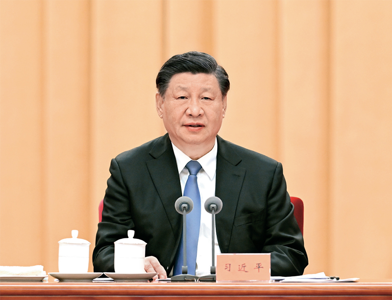 2023年1月9日，中共中央總書記、國家主席、中央軍委主席習(xí)近平在中國共產(chǎn)黨第二十屆中央紀(jì)律檢查委員會(huì)第二次全體會(huì)議上發(fā)表重要講話。 新華社記者 張領(lǐng)/攝